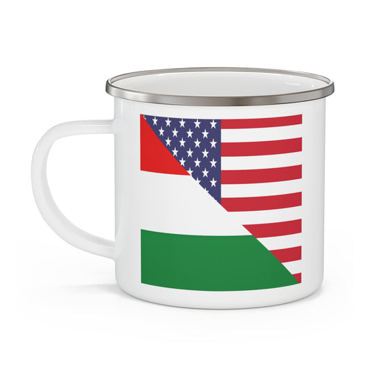 Hungarian American Flag Hungary USA 12oz Enamel Mug