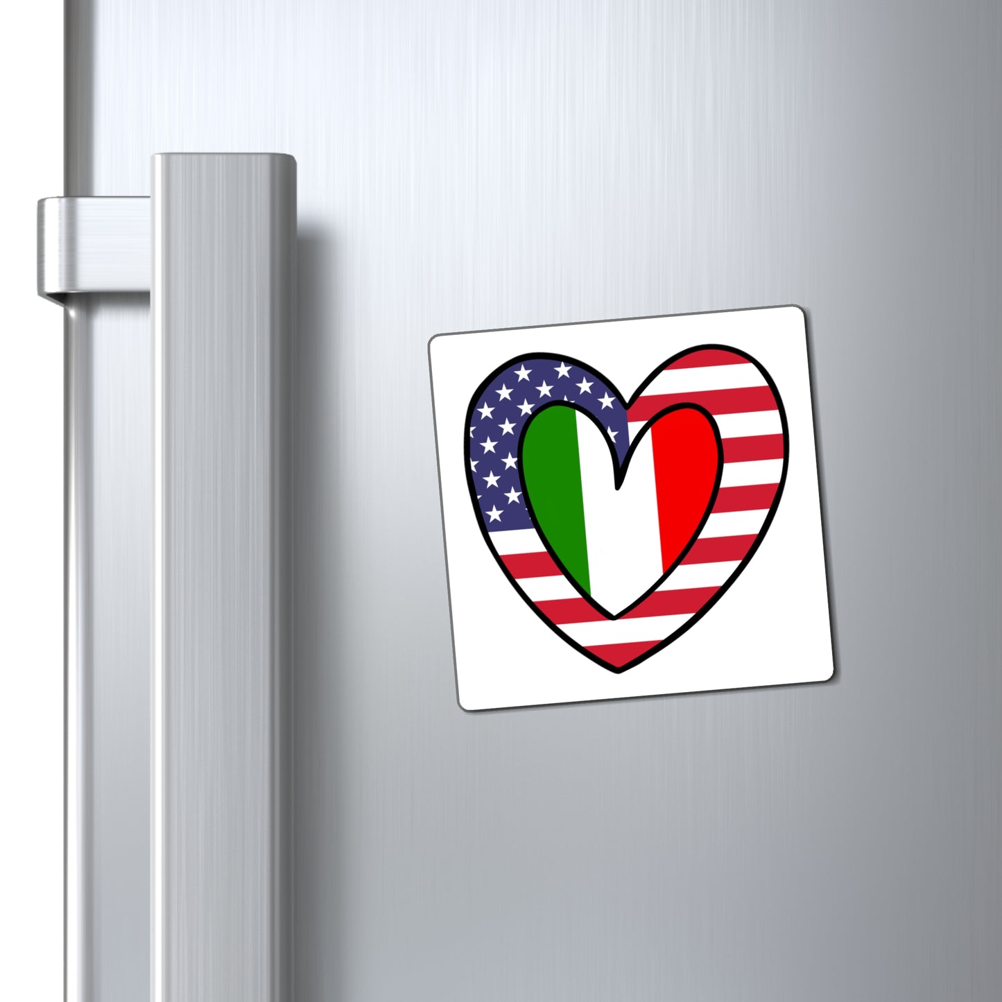 American Italian Flag Inner Heart USA Italy Magnet