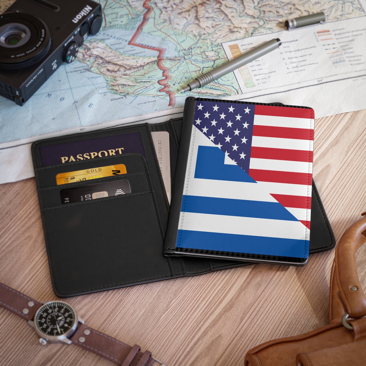 Greek American Passport Cover | Greece USA Travel