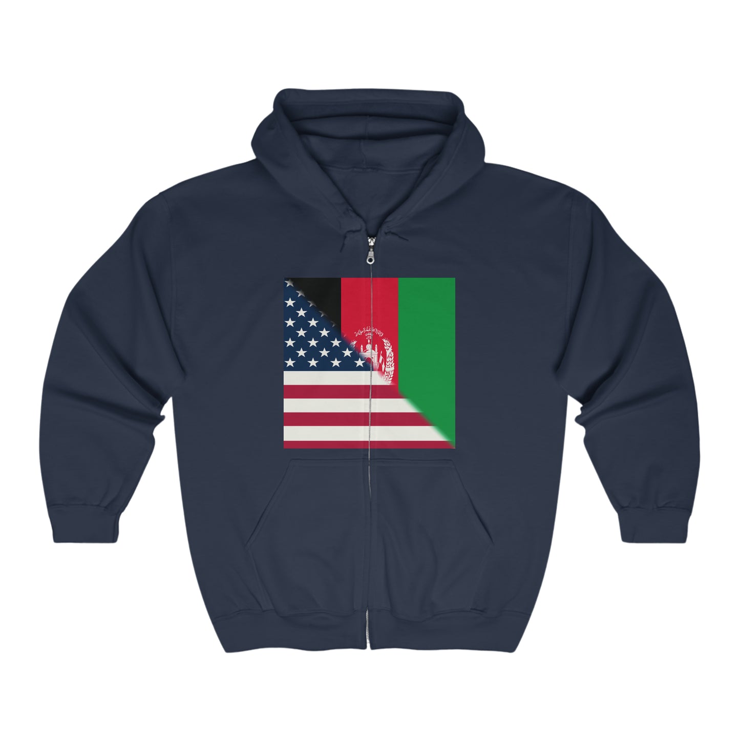 Afghanistan USA Flag | Half Afghan American Zip Hoodie | Hooded Sweatshirt