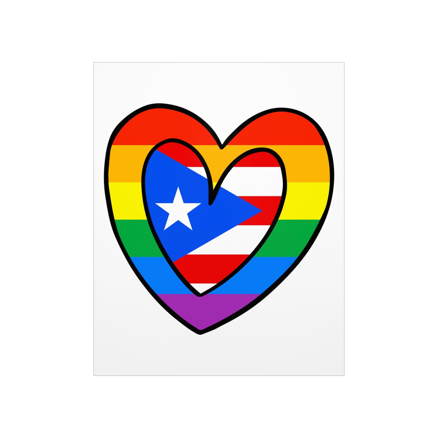 Puerto Rican Rainbow Flag Heart PR Pride Parade Premium Matte Poster