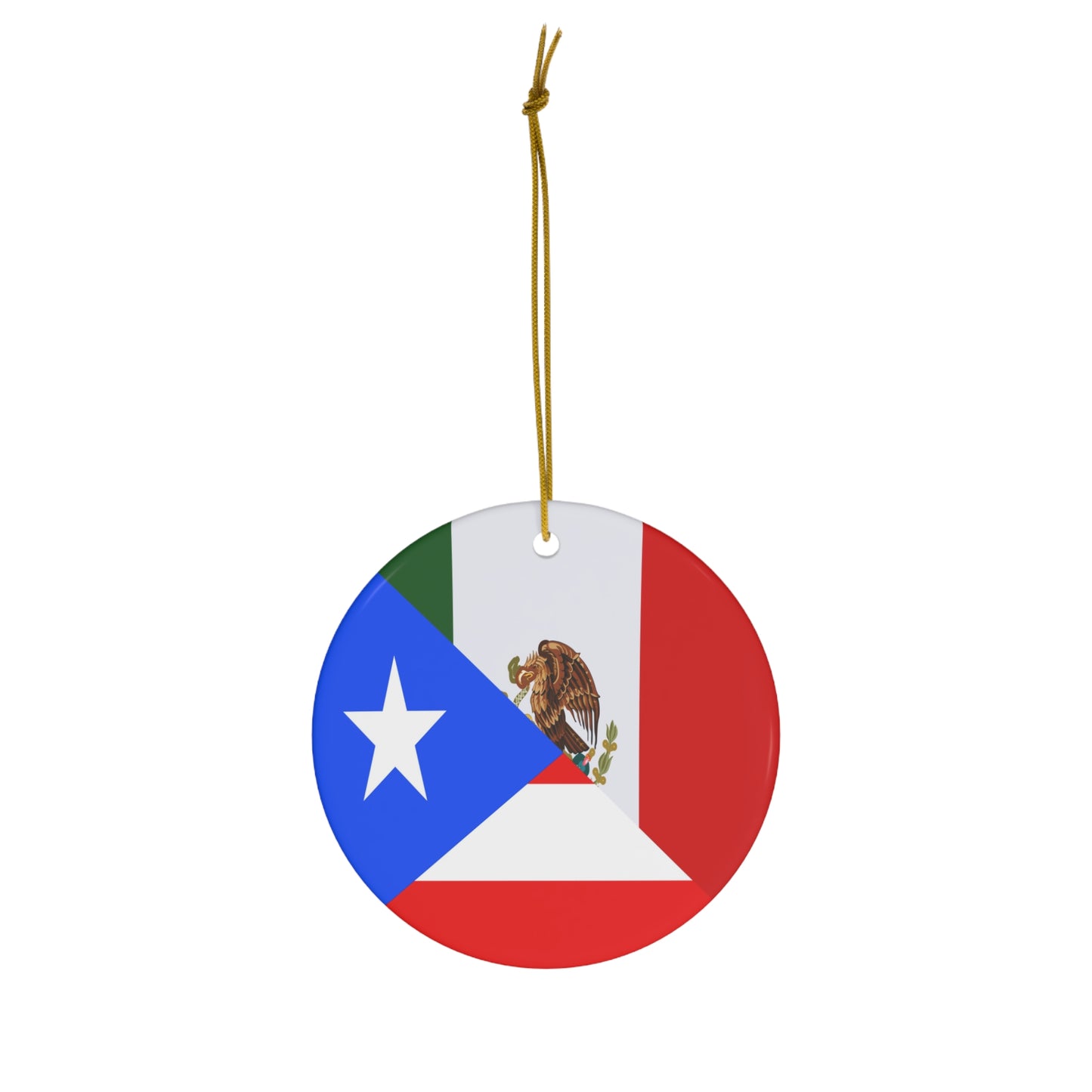 Puerto Rican Mexican Flag Half Mexico Puerto Rico Ceramic Ornament | Christmas Tree Ornaments