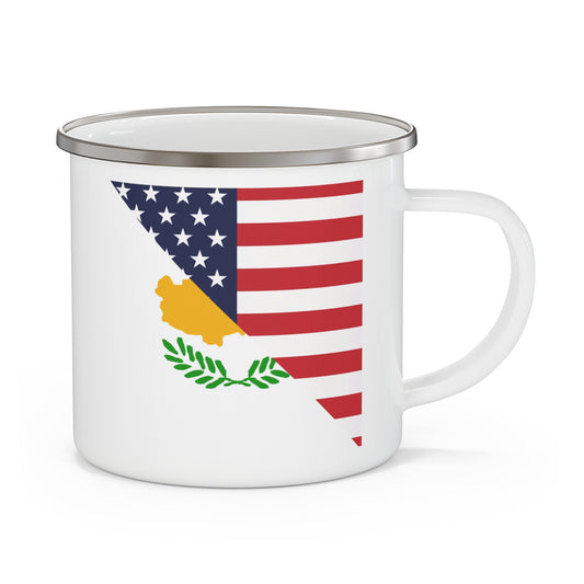 Cyprus American Flag Half USA 12oz Enamel Mug