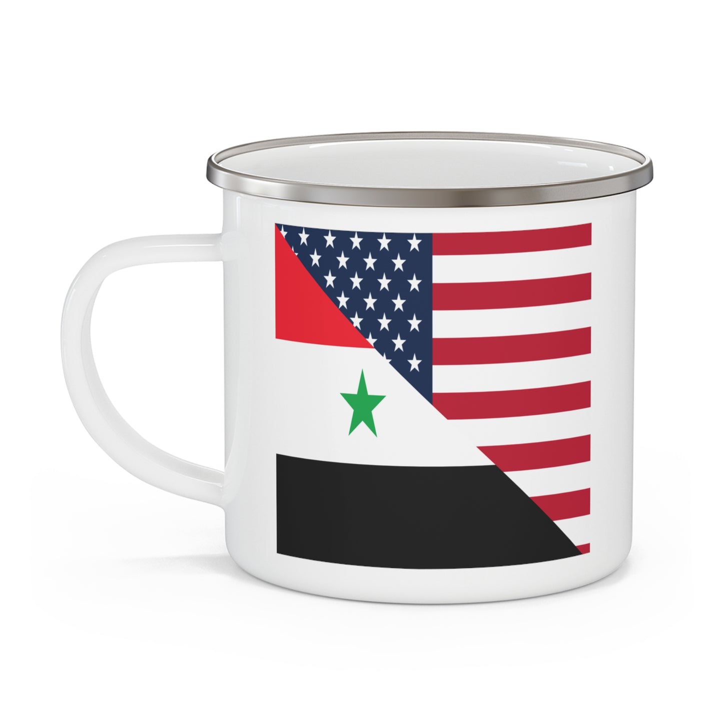 Syrian American Flag Half Syria USA 12oz Enamel Mug