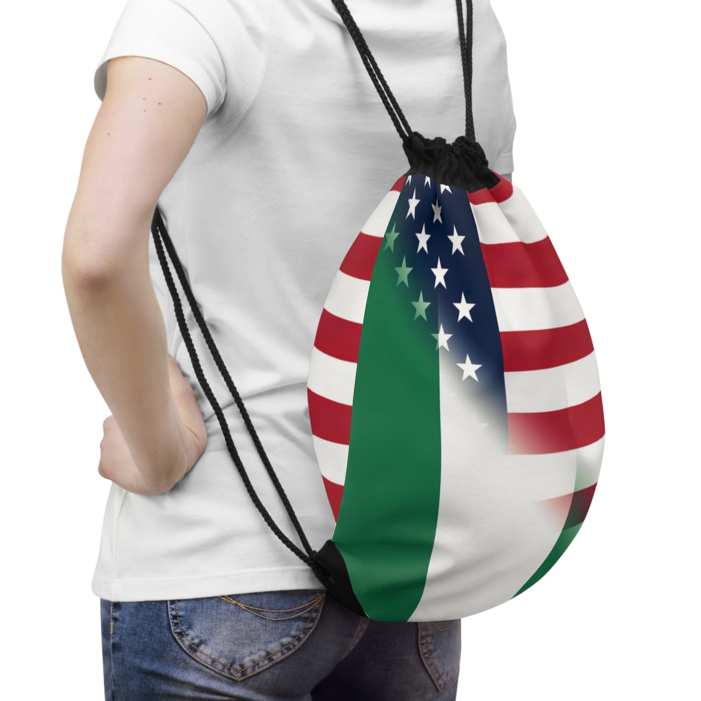 Nigerian American Flag Nigeria USA Drawstring Bag