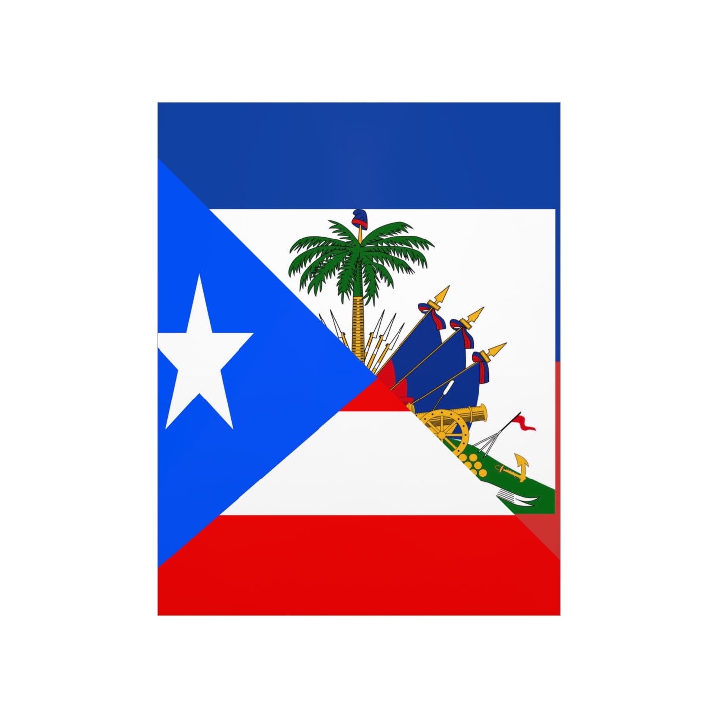 Puerto Rican Haitian Flag Half PR Haiti Premium Matte Poster