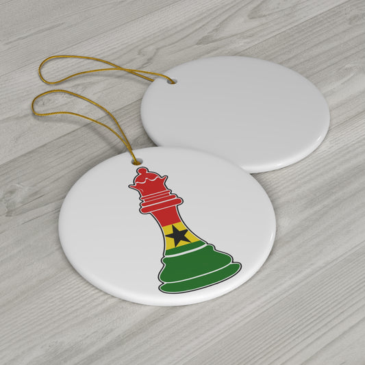 Ghanian Queen Flag Chess Piece Ghana Ceramic Ornament | Christmas Tree Ornaments