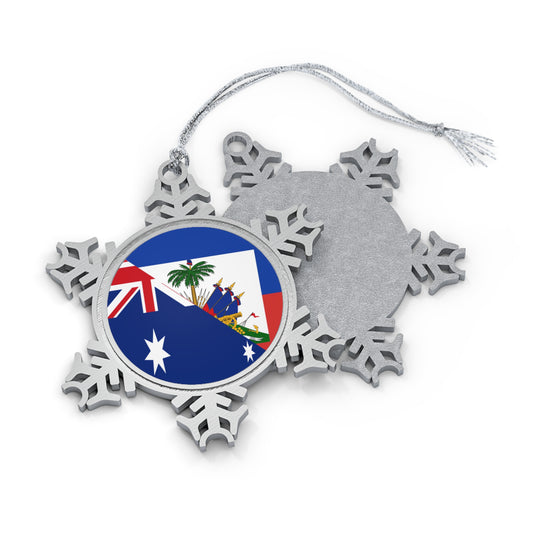 Australian Haitian Flag Australia Haiti Pewter Snowflake Ornament