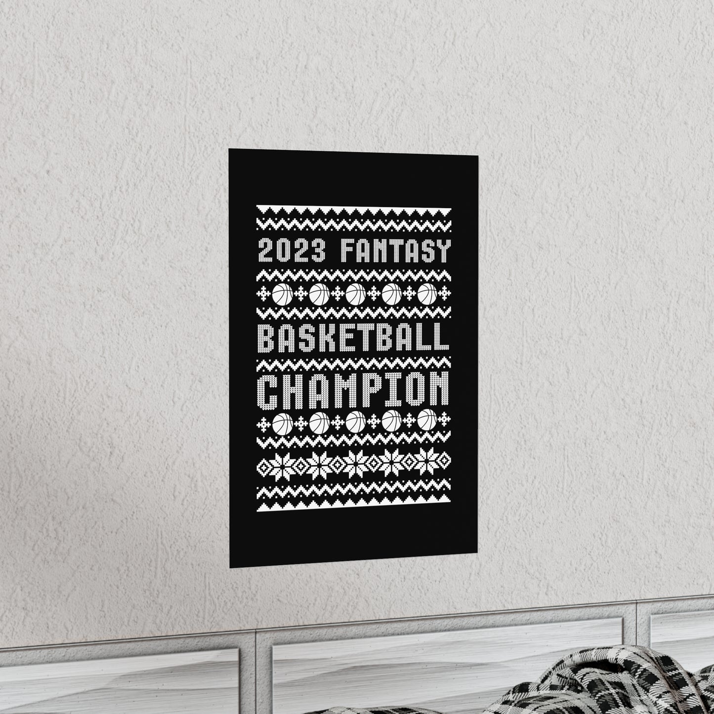 2023 Fantasy Basketball Champion Ugly Holiday Christmas Champ Premium Matte Poster