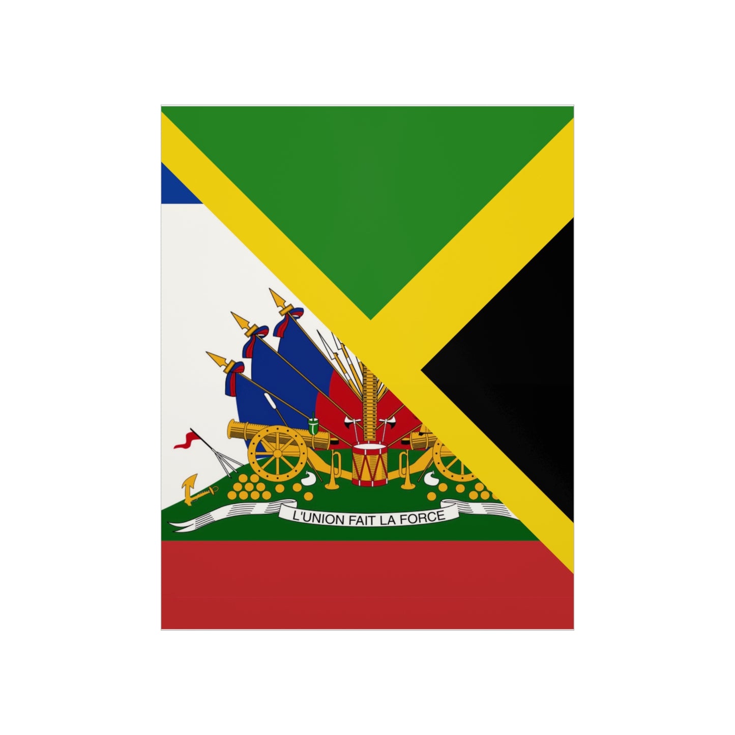 Haitian Jamaican Flag | Half Jamaica Haiti Premium Matte Poster