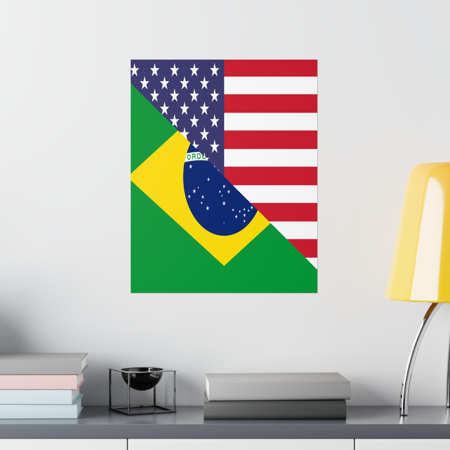 Brazilian American Flag Half Brazil USA Brasil Premium Matte Poster