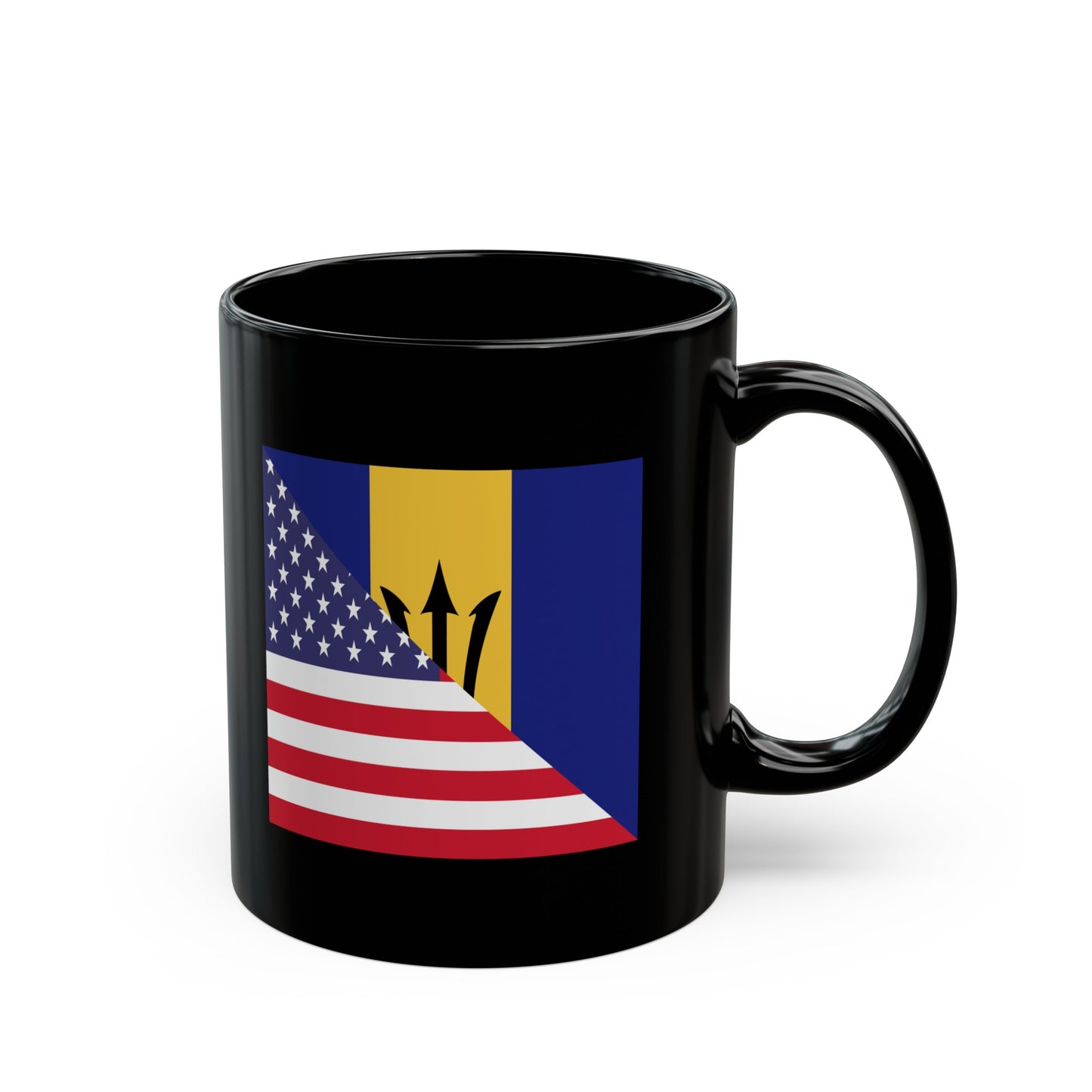 Barbados American Flag Bajan Barbadian USA Black Mug (11oz, 15oz)