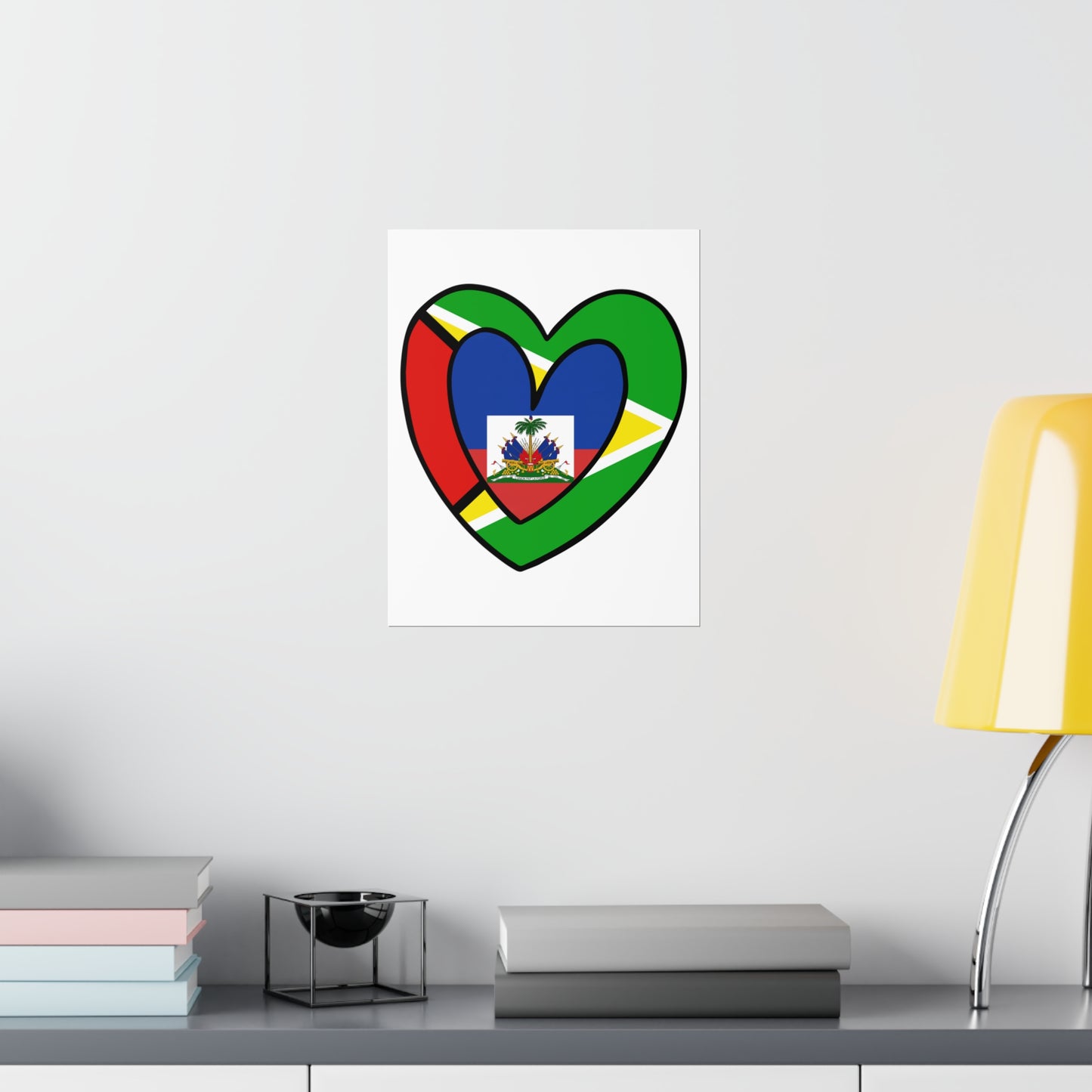 Guyanese Haitian Flag Inner Heart Guyana Haiti  Premium Matte Poster