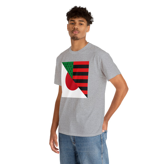 Black Japanese Flag Half African American Japan T-Shirt | Unisex Tee Shirt