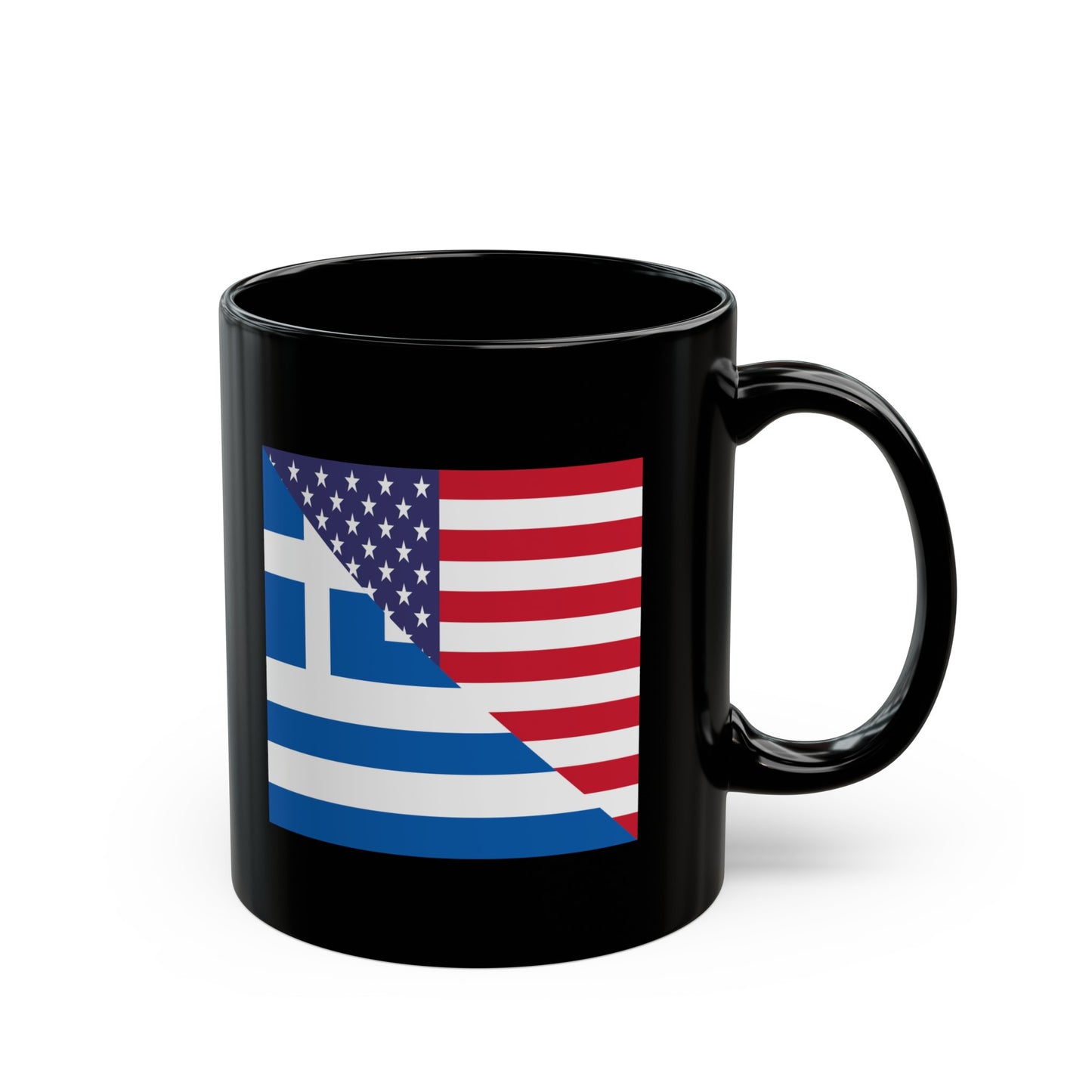 Greek American Flag Half Greece USA Black Mug (11oz, 15oz)