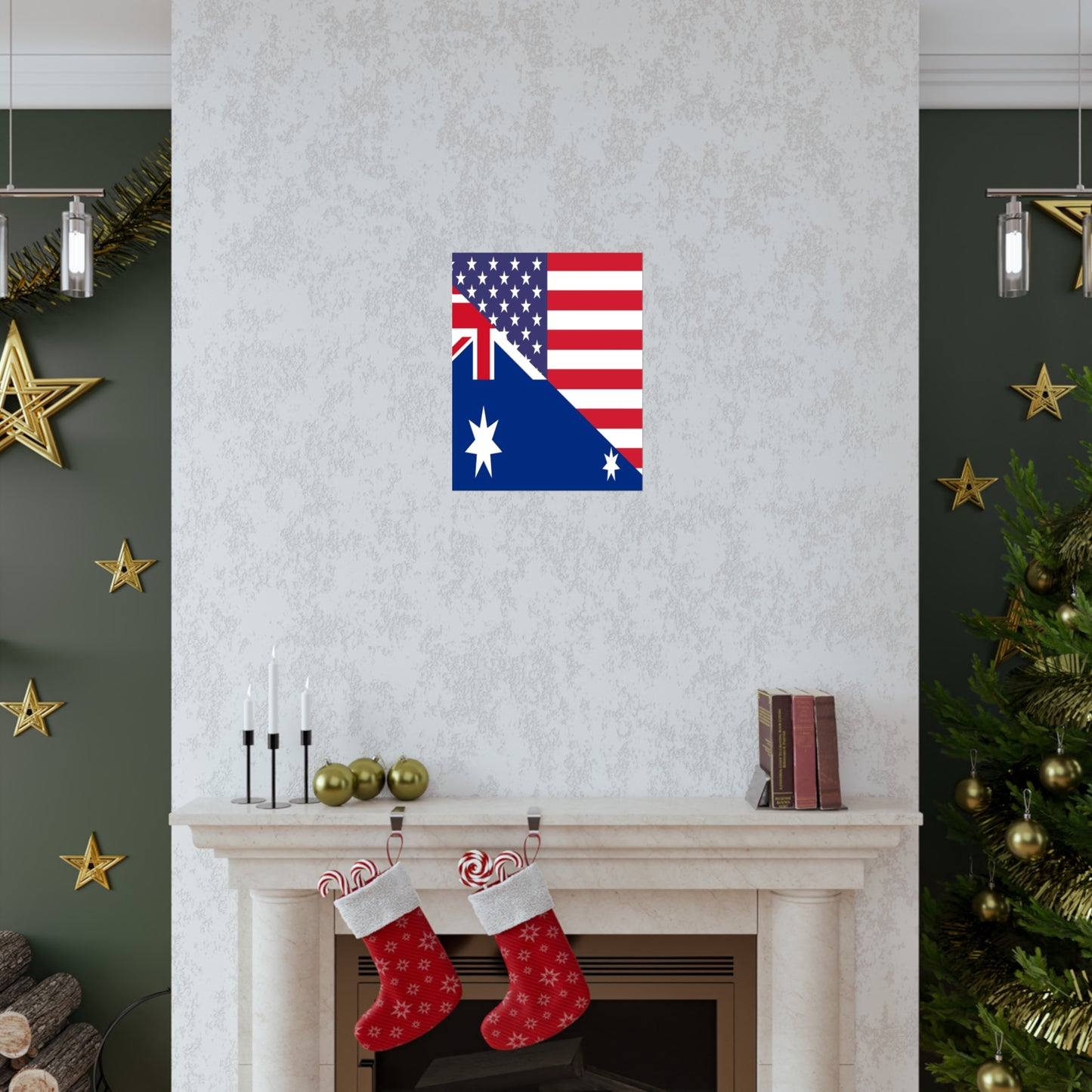 Australian American Flag Australia USA Premium Matte Poster