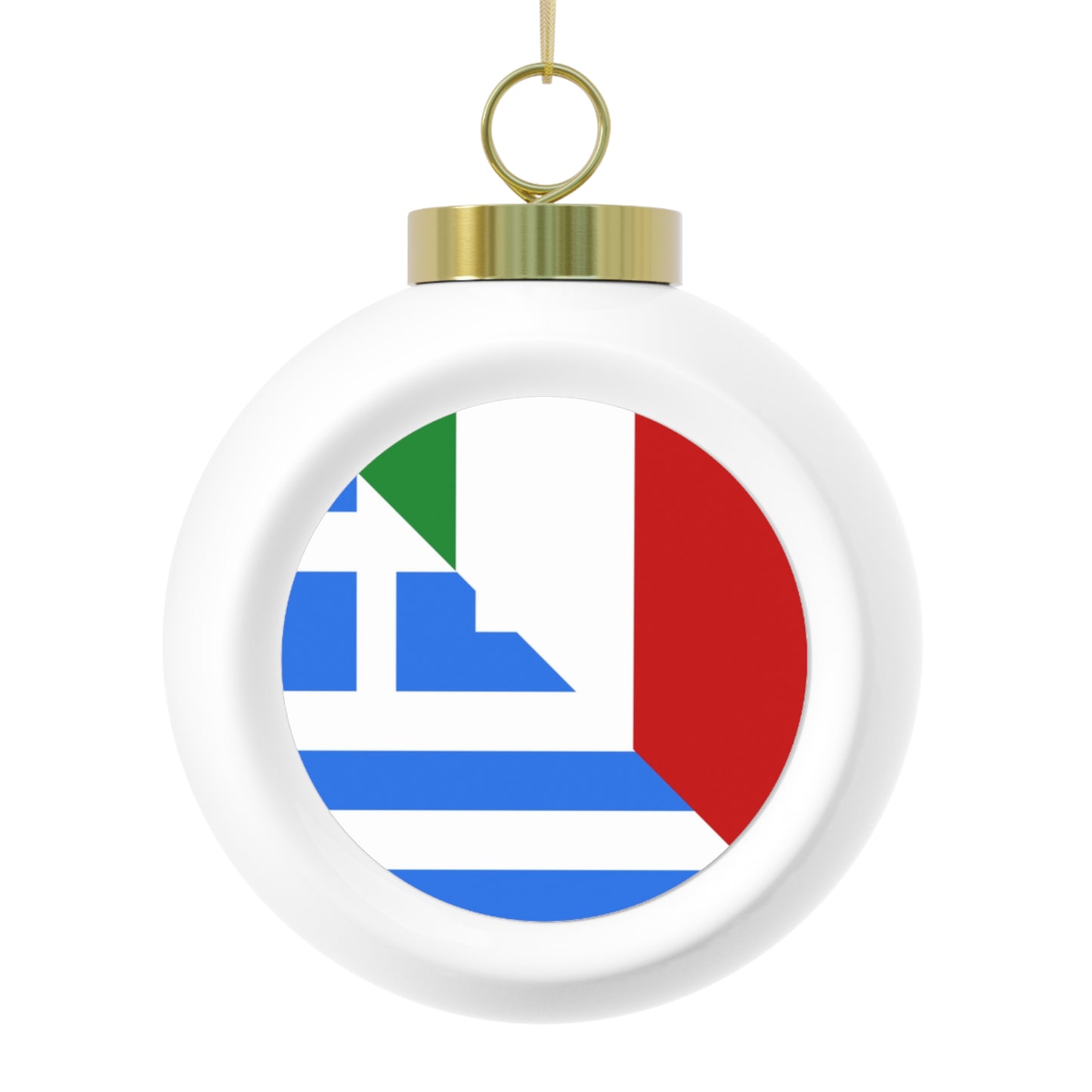 Greek Italian Flag Half Greece Italy Christmas Tree Ball Ornament