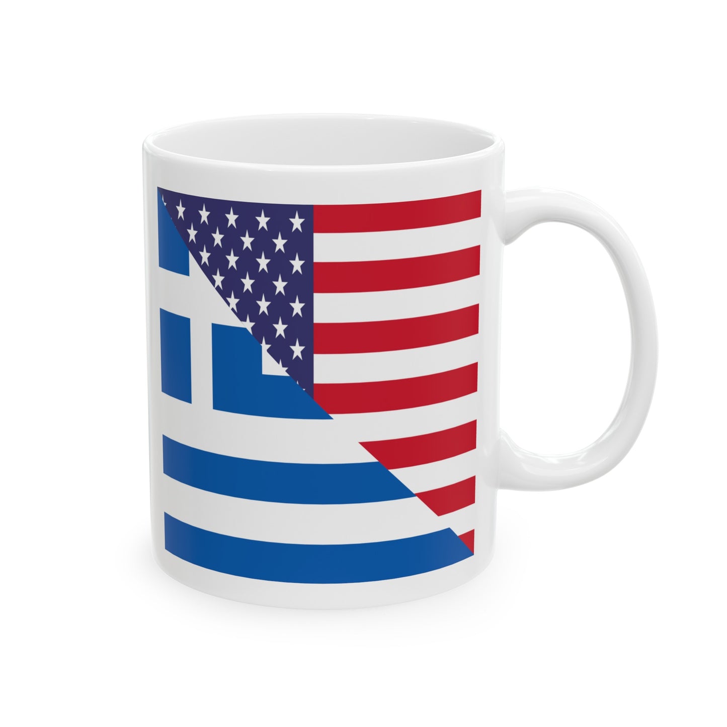 Greek American Flag Half Greece USA Ceramic Mug 11oz, 15oz Cup