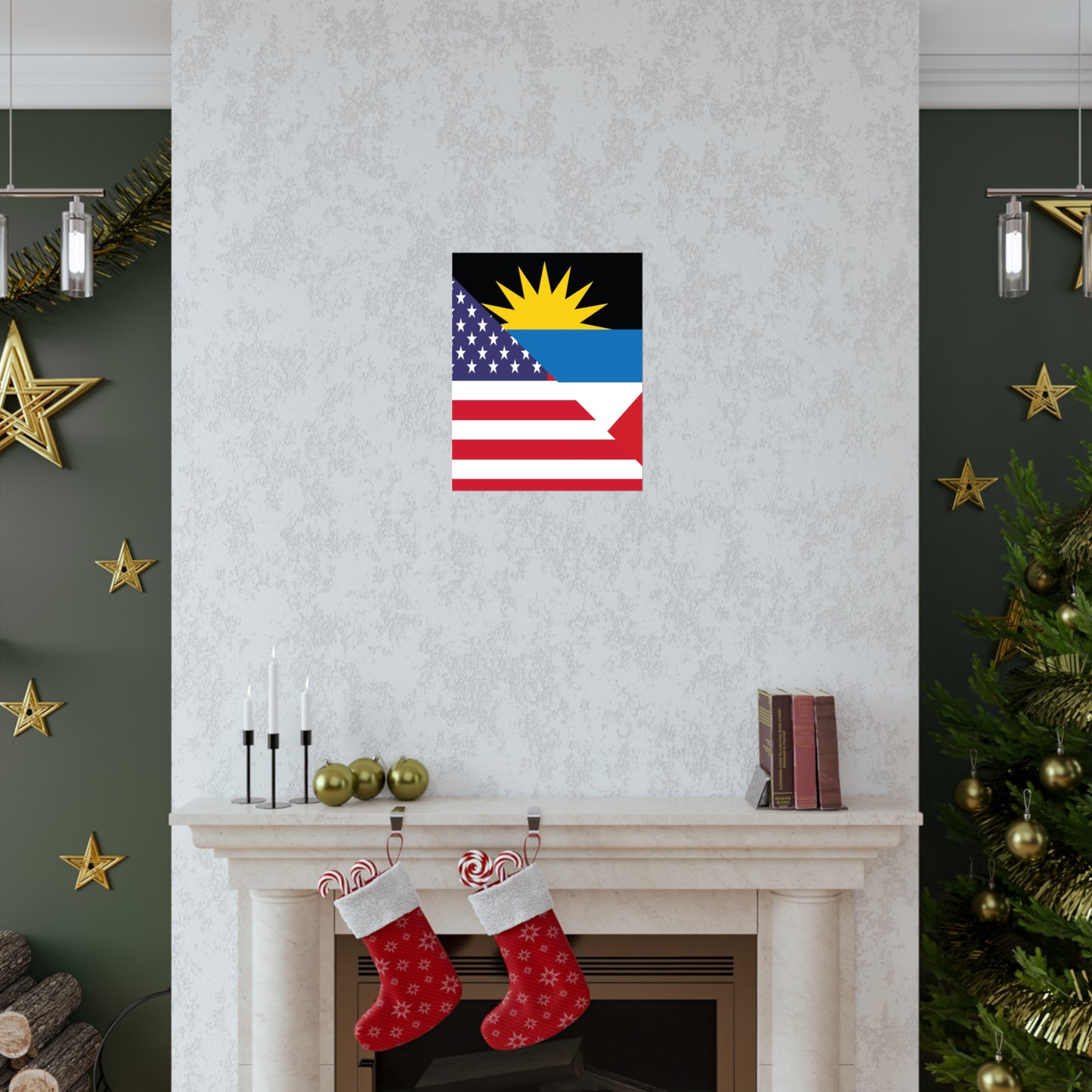 Antigua and Barbuda American Flag Antiguan USA Premium Matte Poster