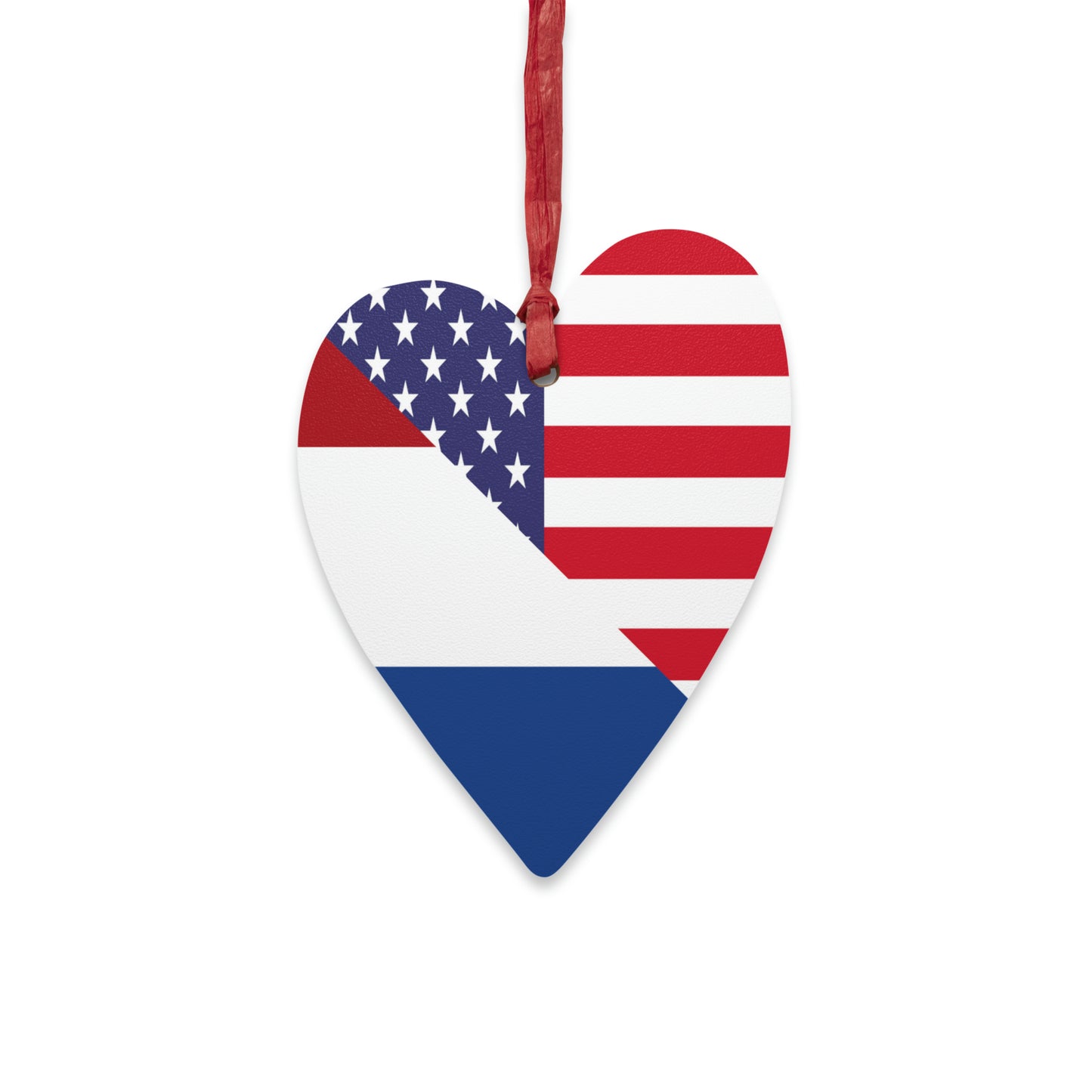 Netherlands American Flag USA Wooden Ornament