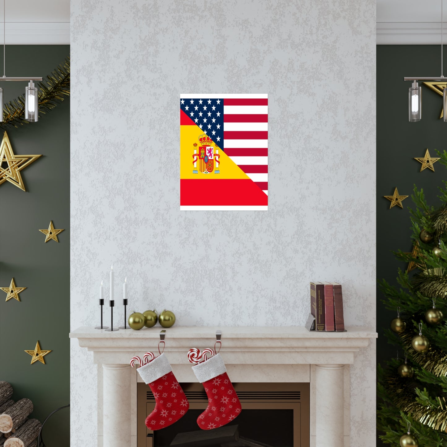 Spain American Flag Half Spanish USA Premium Matte Poster
