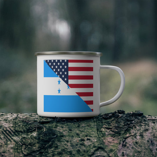 Honduras American Flag Half Honduran USA 12oz Enamel Mug