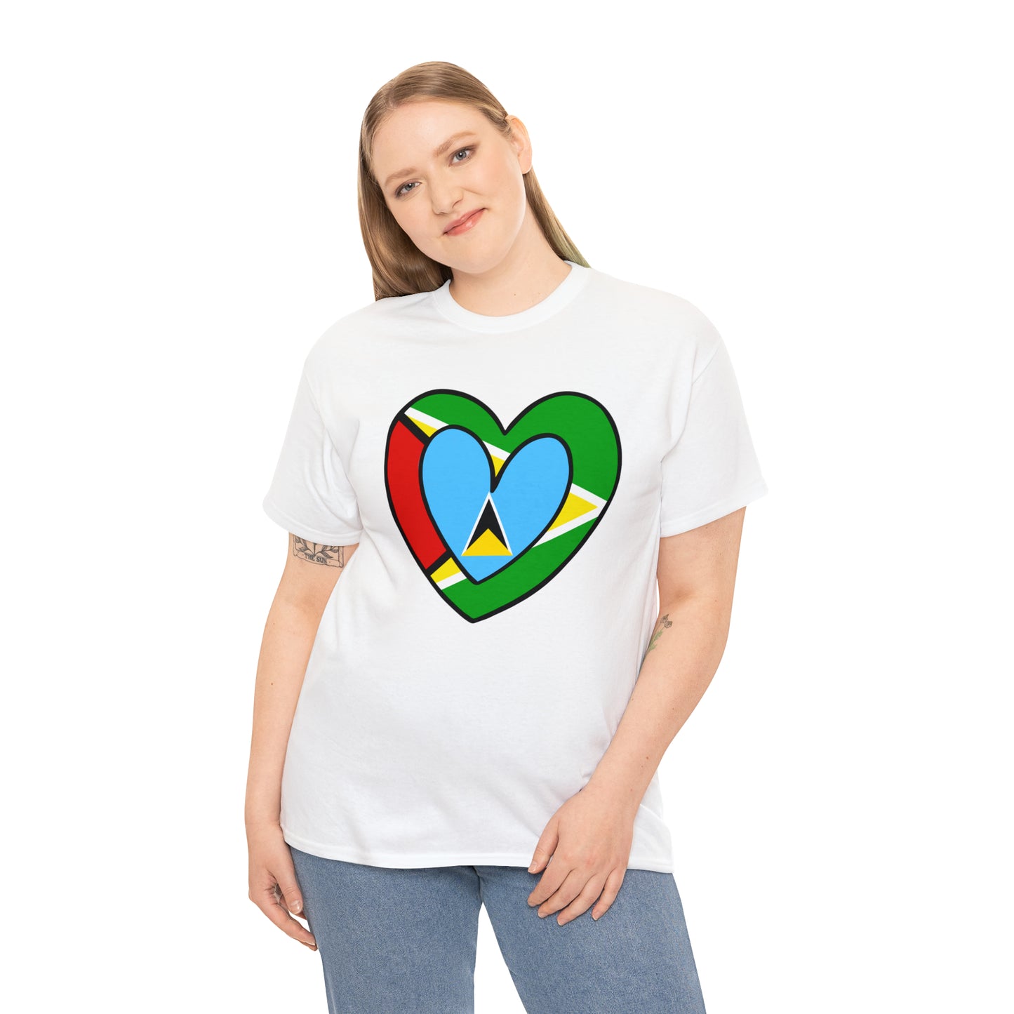 St Lucian Guyanese Heart Flag Guyana T-Shirt | Unisex Tee Shirt