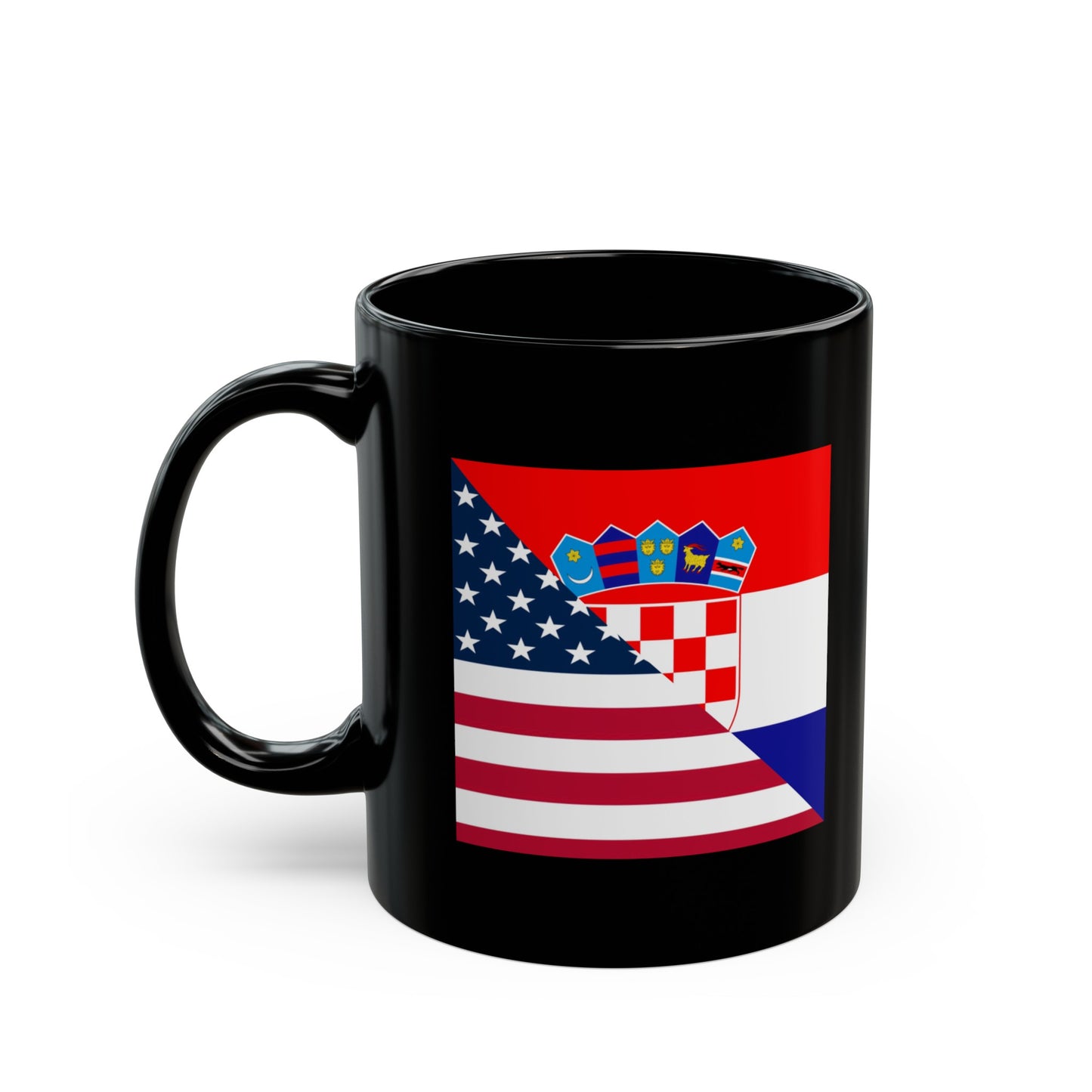 Croatian American Flag Croatia USA Black Mug (11oz, 15oz)