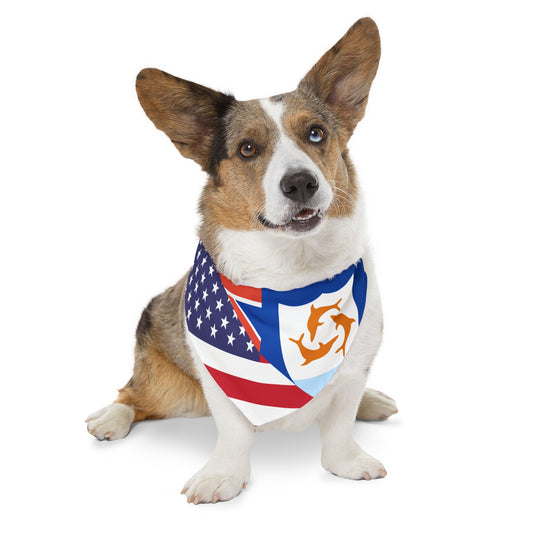 Anguilla American Flag Pet Bandana Collar | Anguillan Dog Cat Animal