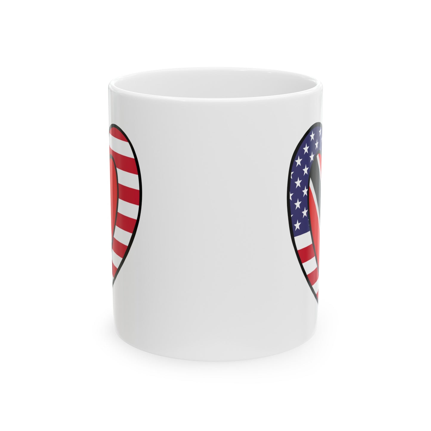 Trinidad Tobago American Heart Valentines Day Gift Half Trini USA Flag Ceramic Mug 11oz, 15oz Cup