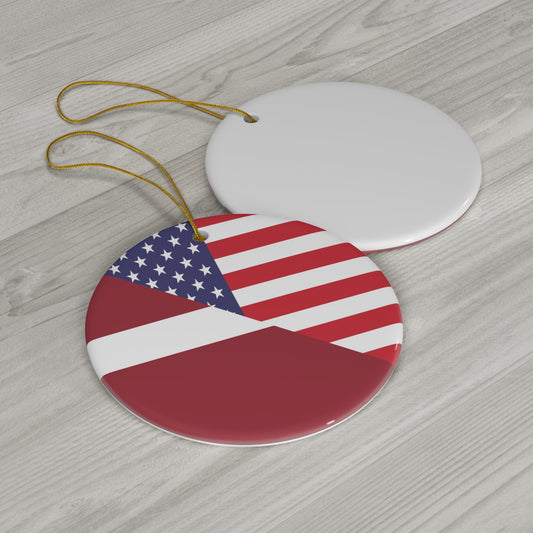 Latvian American Flag Latvia USA Ceramic Ornament | Christmas Tree Ornaments