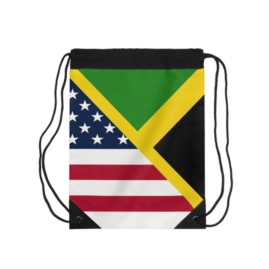 Jamaican American Flag Jamaica USA Drawstring Bag