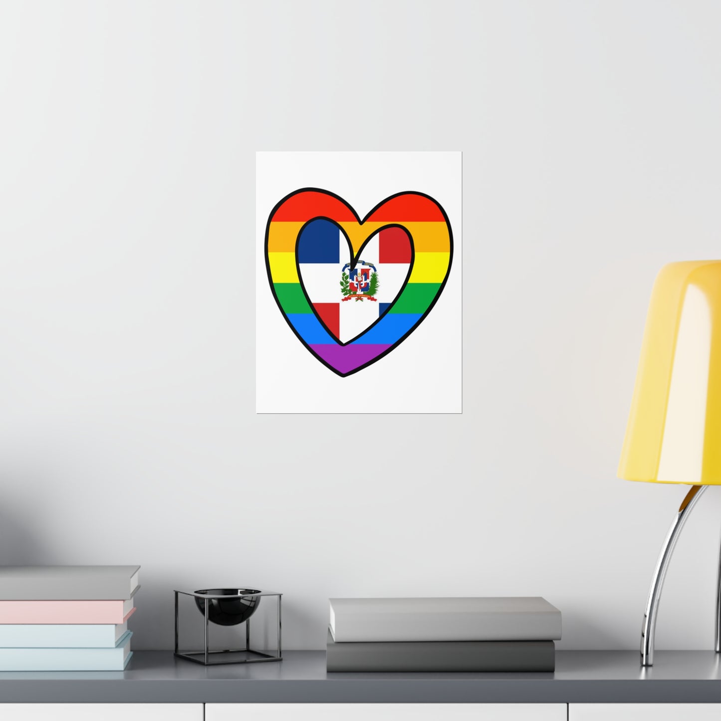 Dominican Rainbow Flag Heart DR Pride Month Premium Matte Poster