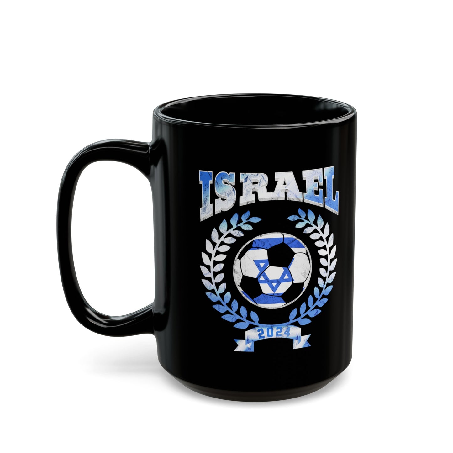 Israel 2024 Soccer Football Championship Games Israeli Team Black Mug (11oz, 15oz)