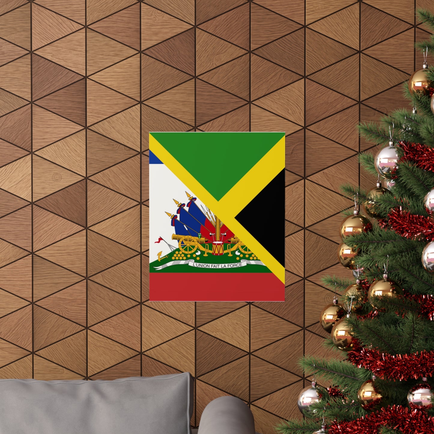 Haitian Jamaican Flag | Half Jamaica Haiti Premium Matte Poster