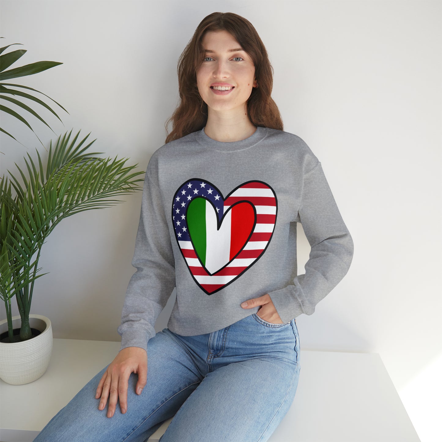 American Italian Flag Inner Heart USA Italy Unisex Sweatshirt