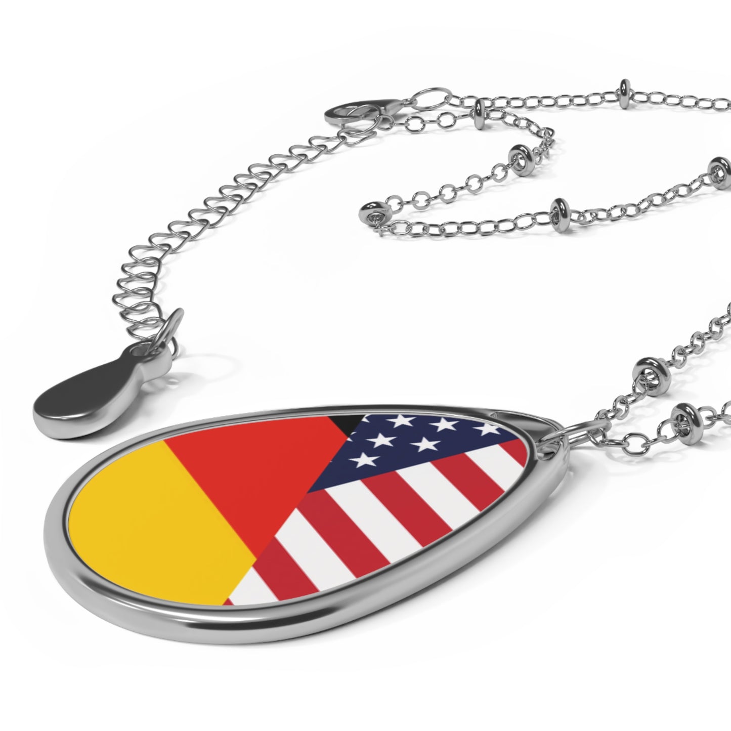 German American Flag Germany USA Oval Necklace One Size