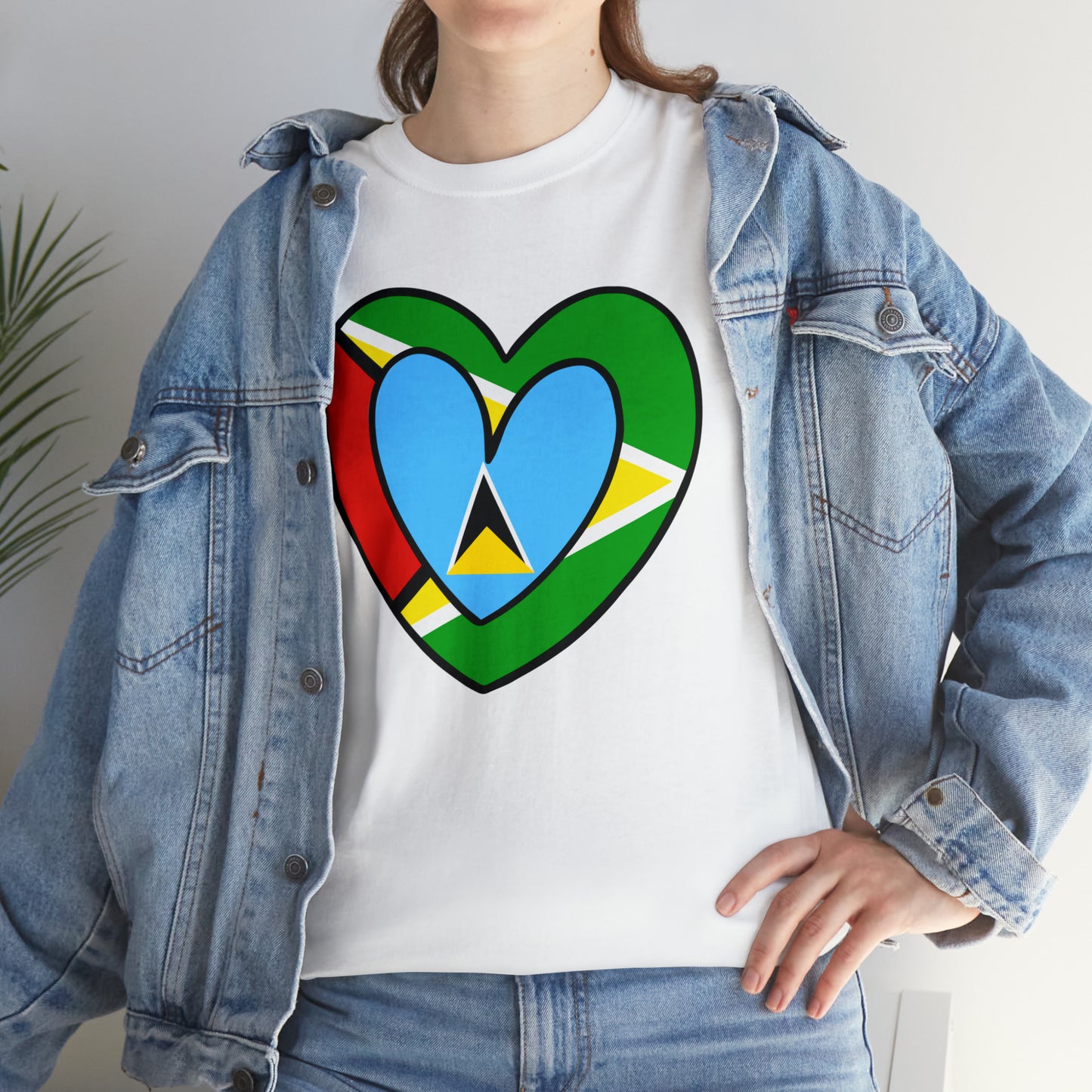 St Lucian Guyanese Heart Flag Guyana T-Shirt | Unisex Tee Shirt