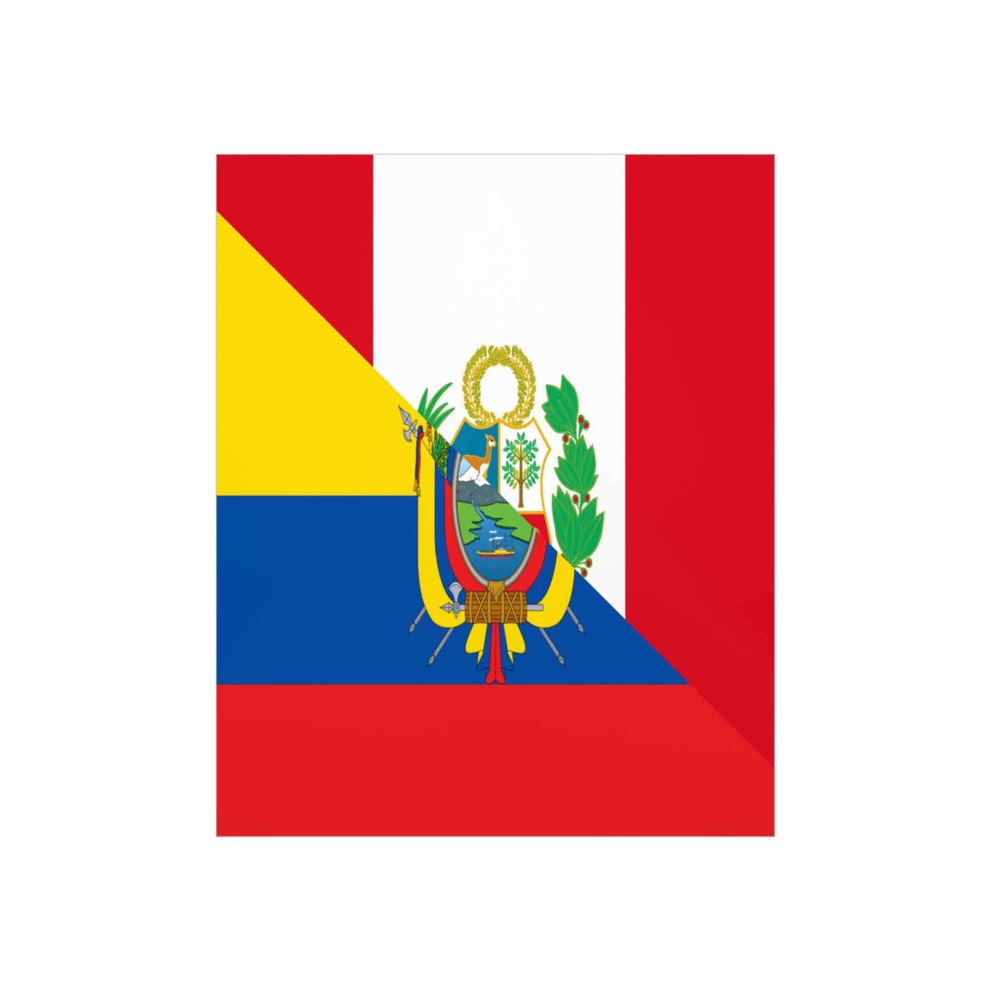 Peru Ecuador Flag Peruvian Ecuadorian Premium Matte Poster