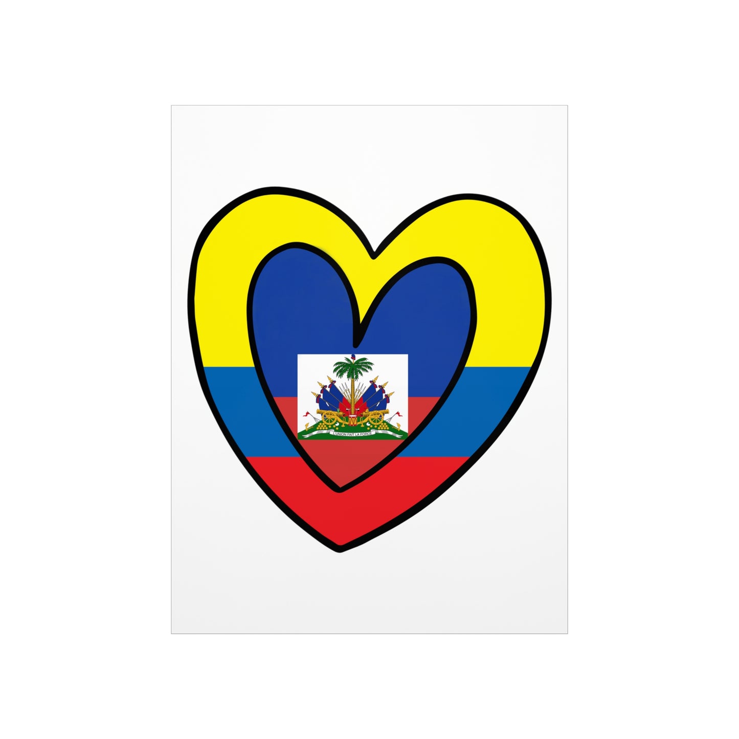 Colombian Haitian Flag Inner Heart Colombia Haiti  Premium Matte Poster