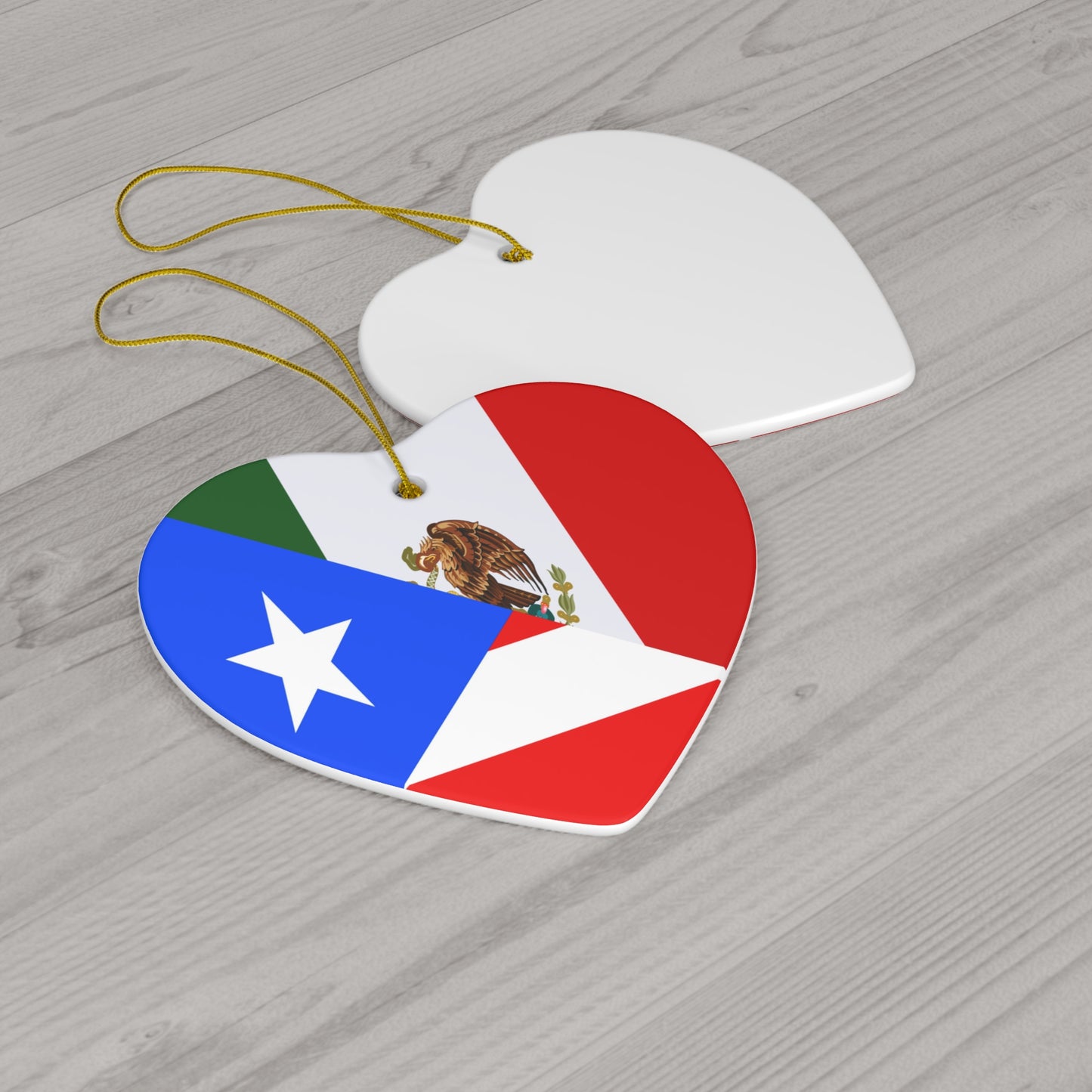 Puerto Rican Mexican Flag Half Mexico Puerto Rico Ceramic Ornament | Christmas Tree Ornaments