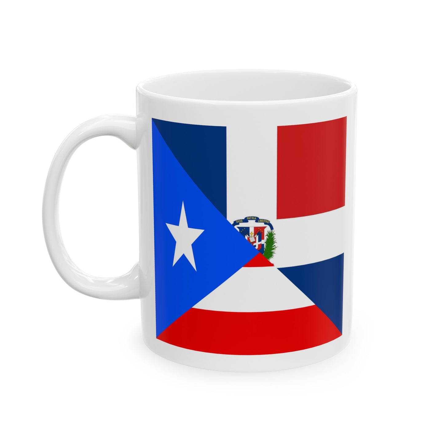 Puerto Rican Dominican Republic Flag Half PR DR Ceramic Mug 11oz, 15oz Cup