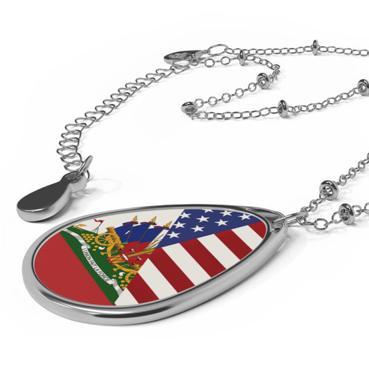 Haiti America Flag | Half Haitian American Flag Ayiti Oval Necklace One Size