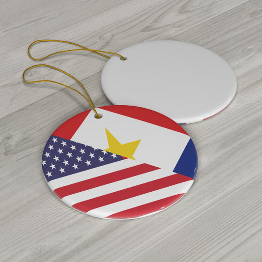 Saba American Flag Half Sabaean USA Ceramic Ornament | Christmas Tree Ornaments