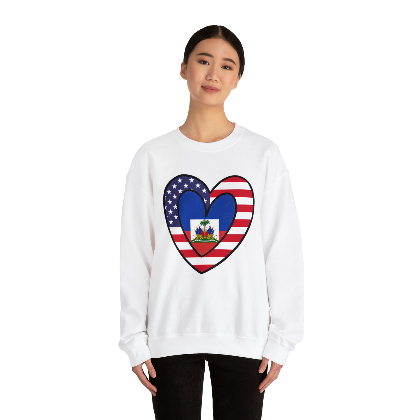 American Haitian Flag Inner Heart USA Haiti Unisex Sweatshirt