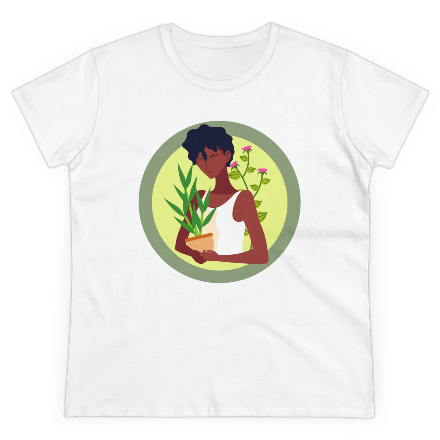 Women's Plant Mom | Plant Mother's Day Earth Lady Cotton Tee Shirt