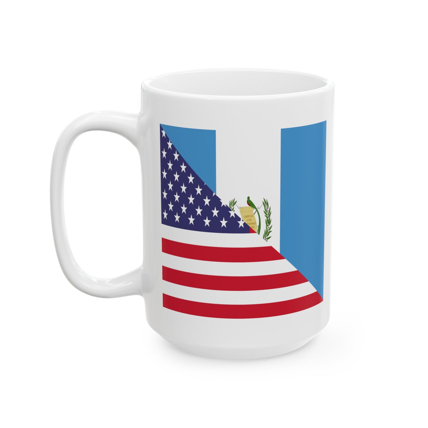 Guatemalan American Flag Half Guatemala USA Ceramic Mug 11oz, 15oz Cup