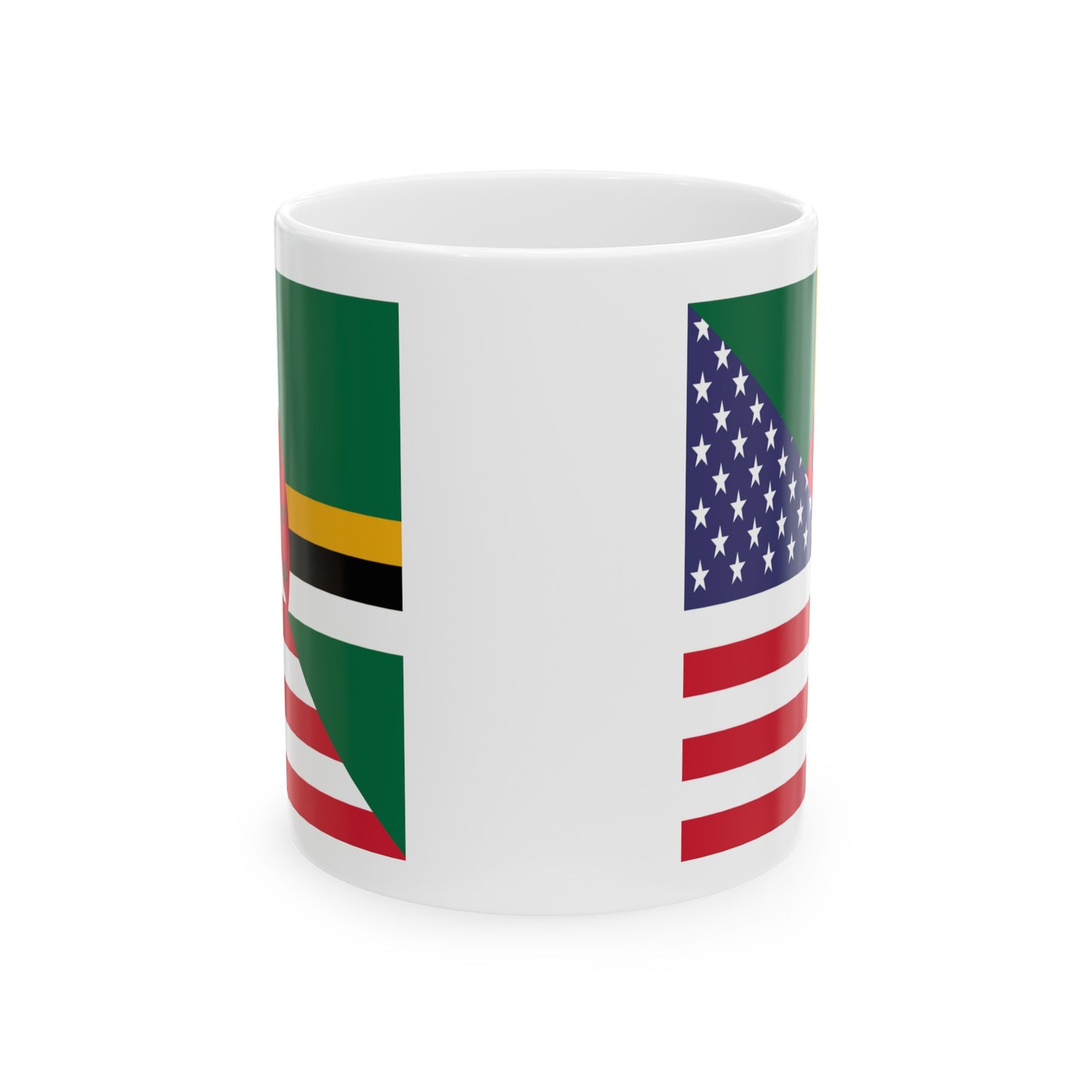 Dominican American Flag Dominica USA Half Ceramic Mug 11oz, 15oz Cup