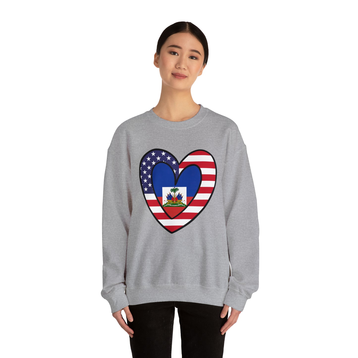 American Haitian Flag Inner Heart USA Haiti Unisex Sweatshirt