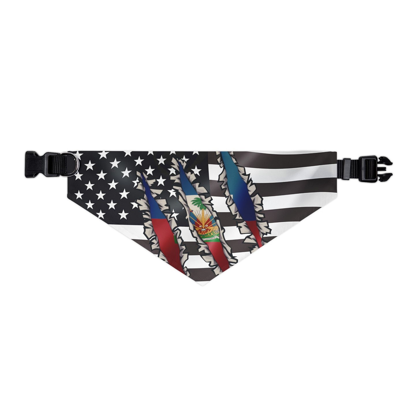 Haitian - American Flag Pet Bandana Collar | USA US Haiti Caribbean Dog Cat